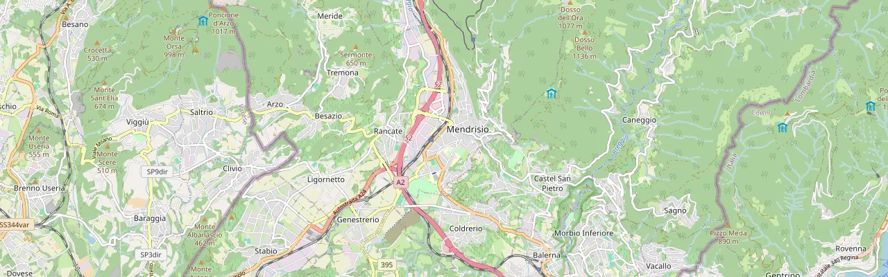 Map: service area in Mendrisio